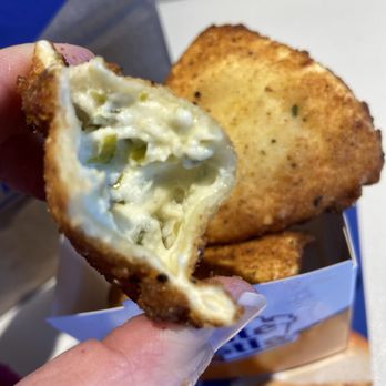 White Castle - Inside of Jalapeño Cravioli: fried "ravioli on outside & cream cheese, very mild spicy inside w green chili aioli sauce So good!!!! - Fast Food Near Me - Sharonville, Ohio White Castle - Inside of Jalapeño Cravioli: fried "ravioli on outside & cream cheese, very mild spicy inside w green chili aioli sauce So good!!!! - Fast Food Near Me - Sharonville, Ohio