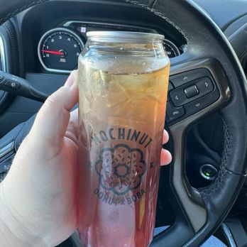 Mochinut - Peach iced tea with strawberry popping boba - Hot Dogs Near Me - La Crescenta, California Mochinut - Peach iced tea with strawberry popping boba - Hot Dogs Near Me - La Crescenta, California