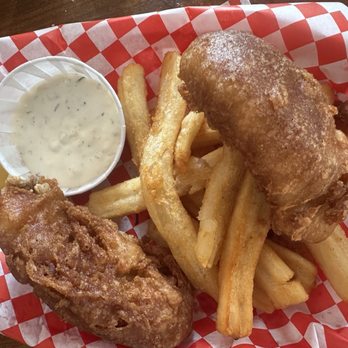 Vista Del Mar - Fish & Chips (This is half a serve. Serving is 4 pieces of fish, but we split a serve) - Bars Near Me - Eureka, California Vista Del Mar - Fish & Chips (This is half a serve. Serving is 4 pieces of fish, but we split a serve) - Bars Near Me - Eureka, California