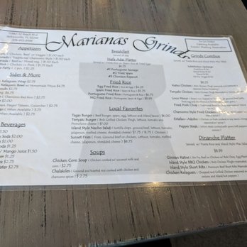 Marianas Grinds - Menu - Hawaiian Near Me - Jacksonville, Florida