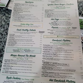 Lyndon Diner - Front of menu - Diners Near Me - York, Pennsylvania