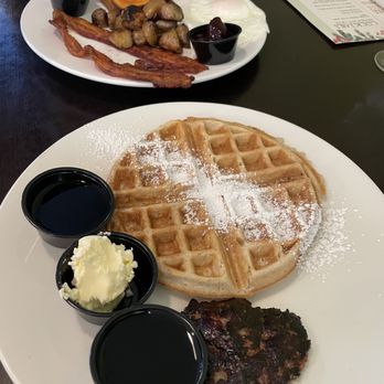 Art House Cafe - Waffle and 2 cage eggs - New American Near Me - Tacoma, Washington Art House Cafe - Waffle and 2 cage eggs - New American Near Me - Tacoma, Washington