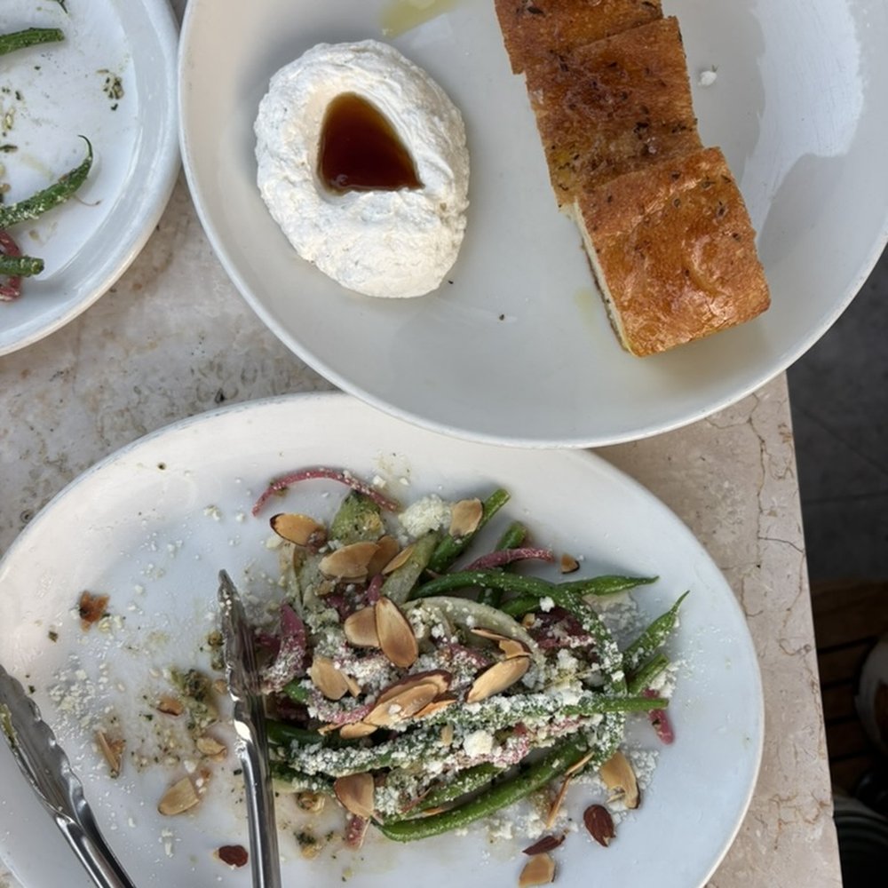 green beans and focaccia green beans and focaccia