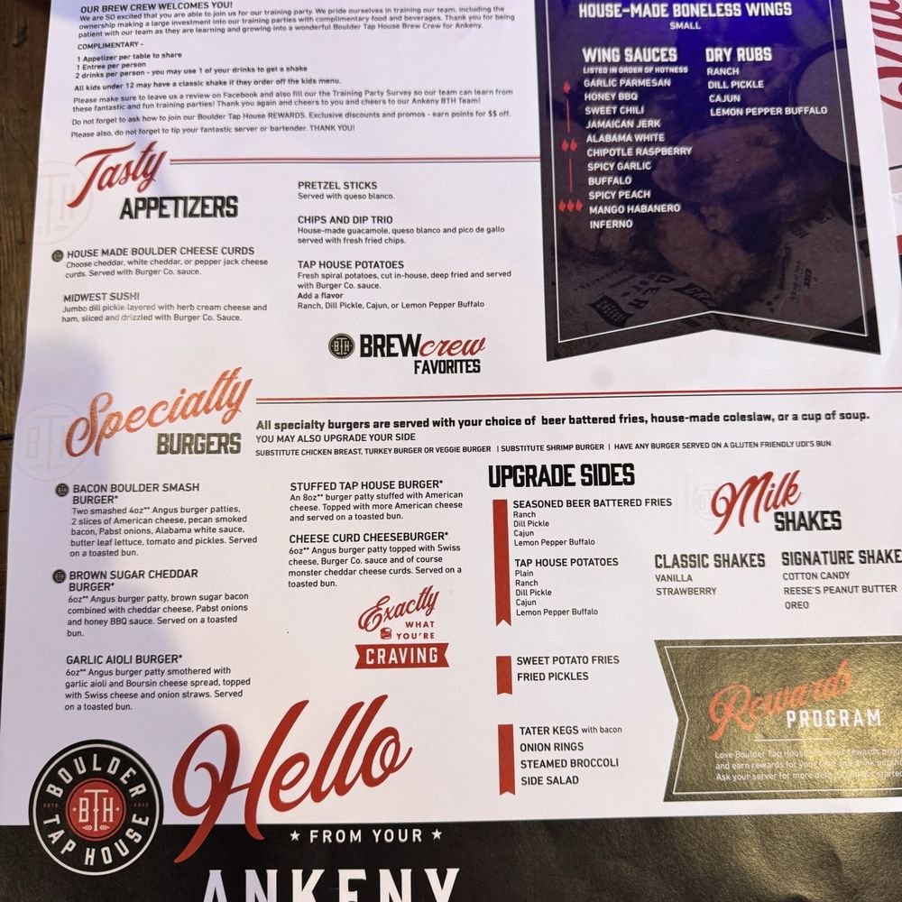Boulder Tap House - Menu - Sports Bars Near Me - Ankeny, Iowa