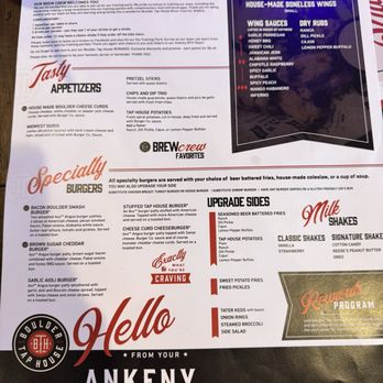 Boulder Tap House - Menu - Sports Bars Near Me - Ankeny, Iowa