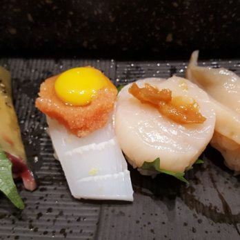 Sushi Murayama - shime saba, ika with quail egg, Hokkaido scallop, mirugai - Sushi Bars Near Me - Honolulu, Hawaii Sushi Murayama - shime saba, ika with quail egg, Hokkaido scallop, mirugai - Sushi Bars Near Me - Honolulu, Hawaii