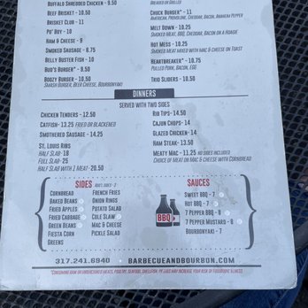 Barbecue And Bourbon - Back menu - Barbeque Near Me - Speedway, Indiana