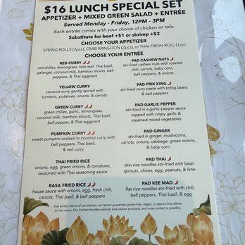 Golden Lotus Thai Kitchen - Lunch special menu - Thai Near Me - Portland, Oregon