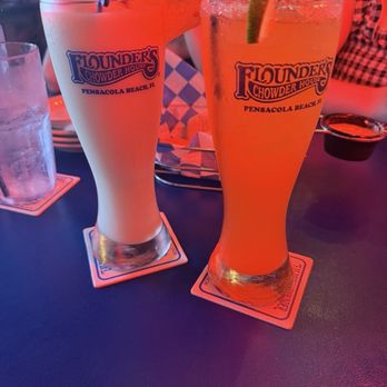 Flounder's Chowder House - Pina colada and mango margarita - Seafood Near Me - Gulf Breeze, Florida Flounder's Chowder House - Pina colada and mango margarita - Seafood Near Me - Gulf Breeze, Florida