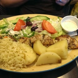 Chicken souvlaki dinner