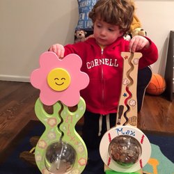 Handcrafters - Max is enjoying filling his belly personalized belly bank...and his sister's too!!!