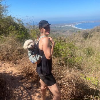 Monkey Mountain - Giving puppers a lift down after his paws got covered in burrs on the way up - Local Flavor Near Me - Sayulit, NAY