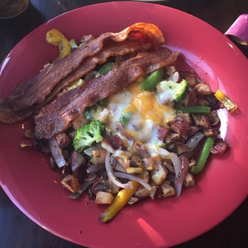 Liquid Planet Grille - Veggie Browns with a side of bacon. Absolutely delicious and big portions! - Cafes Near Me - Missoula, Montana Liquid Planet Grille - Veggie Browns with a side of bacon. Absolutely delicious and big portions! - Cafes Near Me - Missoula, Montana