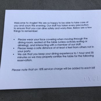 Angler - Welcome card at Angler in San Francisco. - Seafood Near Me - San Francisco, California