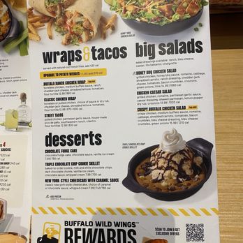 Buffalo Wild Wings - Menu - Wraps & Tacos, Salads, Desserts - American Near Me - Oldsmar, Florida Buffalo Wild Wings - Menu - Wraps & Tacos, Salads, Desserts - American Near Me - Oldsmar, Florida