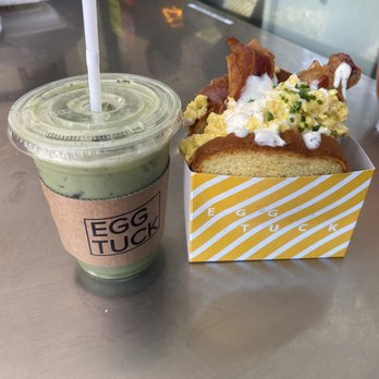 Egg Tuck - Sweet Matcha Latte (Iced) Bacon and Cheese Sandwich - Breakfast & Brunch Near Me - Los Angeles, California Egg Tuck - Sweet Matcha Latte (Iced) Bacon and Cheese Sandwich - Breakfast & Brunch Near Me - Los Angeles, California