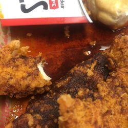 KFC - The biscuit literally soaked in grease. The ketchup packet stick together so bad