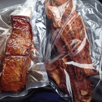 Wild Columbia Salmon - Smoked salmon fillet on left, smoked "salmon scraps" on right. Delicious. - Seafood Markets Near Me - Hood River, Oregon