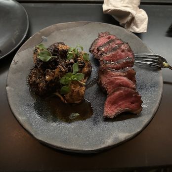 Hestia - Post oak-smoked filet medallions and roasted cauliflower - New American Near Me - Austin, Texas Hestia - Post oak-smoked filet medallions and roasted cauliflower - New American Near Me - Austin, Texas