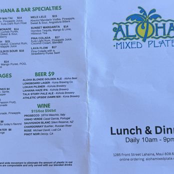 Aloha Mixed Plate - Menu - Hawaiian Near Me - Lahaina, Hawaii