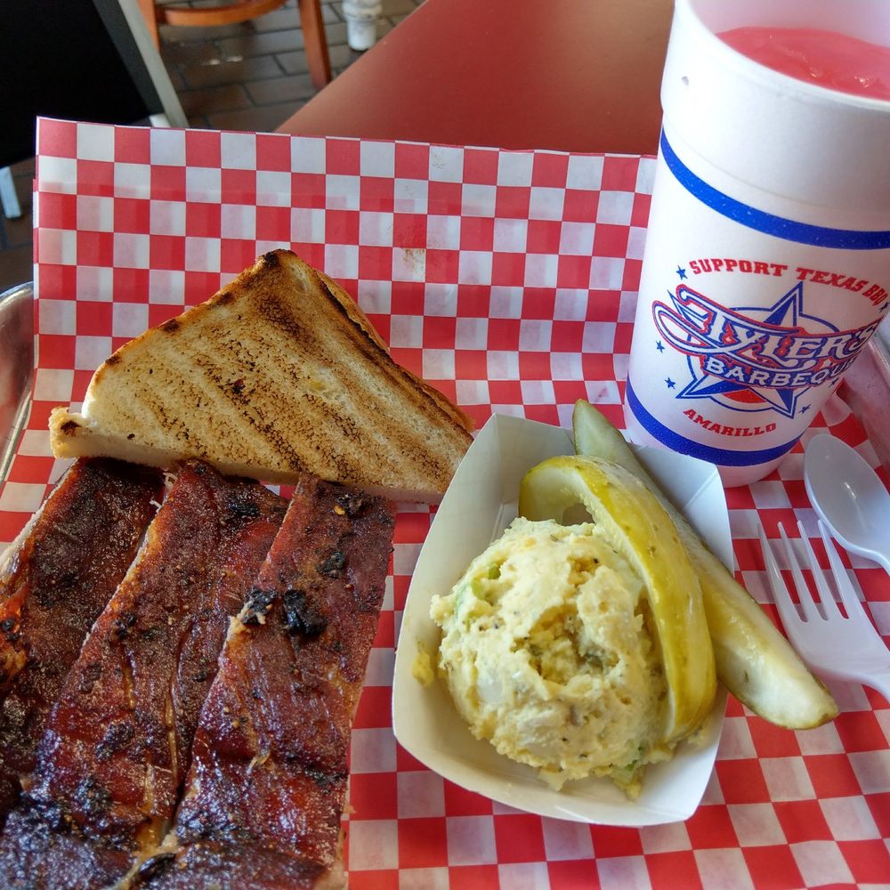 Tyler's Barbeque - The ribs, potato salad, Pickles, BBQ sauce and lemonade were all wonderful. The bread, not. - Barbeque Near Me - Amarillo, Texas Tyler's Barbeque - The ribs, potato salad, Pickles, BBQ sauce and lemonade were all wonderful. The bread, not. - Barbeque Near Me - Amarillo, Texas
