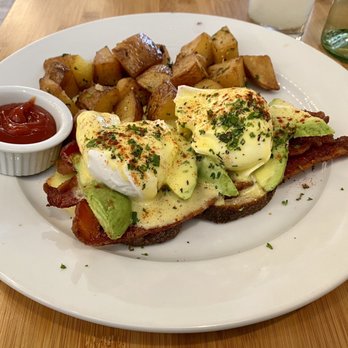 Bloom - Bacon avocado bene, with side of house potatoes - $16 - American Near Me - Santa Clara, California Bloom - Bacon avocado bene, with side of house potatoes - $16 - American Near Me - Santa Clara, California