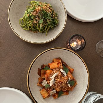 The Aperture - Amazing food! Crab spaghetti and anchovies red pasta! Charred carrot starter (not pictured) was incredible. You have to try it! - Greek Near Me - Cincinnati, Ohio