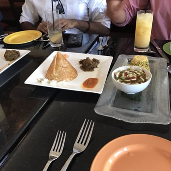 Dakshin - (left) lamb dosa - very crispy, good tomato chutney. (right) duo of chaats - loved this dish, really crunch with good sauces and dressings. - Indian Near Me - Washington, DC, District of Columbia