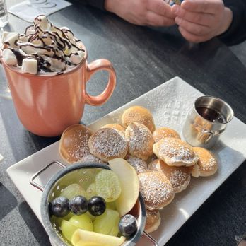 #theCafe - Pancake dots and hot chocolate :) - Cafes Near Me - Brookfield, Connecticut