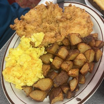 Sherri's Diner - 4-16-25: Chicken Fried Chicken w/Scrambled eggs and cheese w/ home fries. - Breakfast & Brunch Near Me - Oklahoma City, Oklahoma Sherri's Diner - 4-16-25: Chicken Fried Chicken w/Scrambled eggs and cheese w/ home fries. - Breakfast & Brunch Near Me - Oklahoma City, Oklahoma