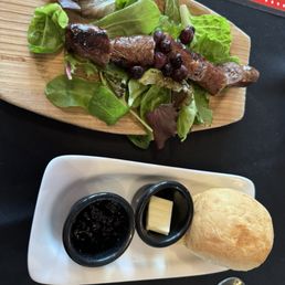 Blueberry venison sausage and bannock