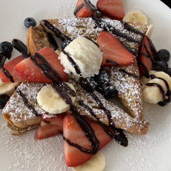 Toast on First - French toast with strawberries and bananas and choco syrup. Very delish - Coffee & Tea Near Me - Whittier, California Toast on First - French toast with strawberries and bananas and choco syrup. Very delish - Coffee & Tea Near Me - Whittier, California