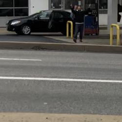 US Petrolium - 6 lane highway isn't stopping him from giving me the finger!!!While another car is pumping. Whether I'm right or wrong.....this isn't right.