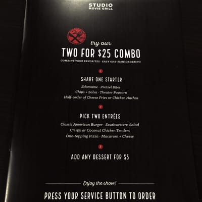 Menu photo 8 Studio Movie Grill Houston, TX