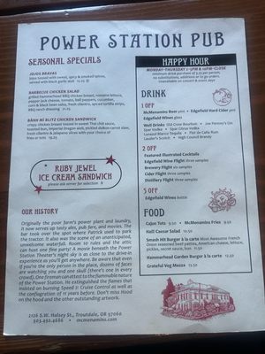 Menu photo 5 Power Station Pub Troutdale, OR