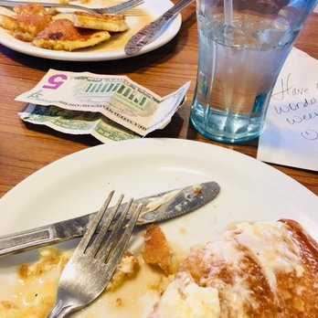 Denny's - a plate of pancakes and a glass of water - Diners Near Me - Alamogordo, New Mexico