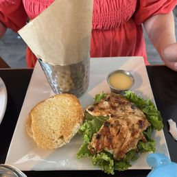 Grilled Chicken Breast Sandwich with honey mustard sauce on side