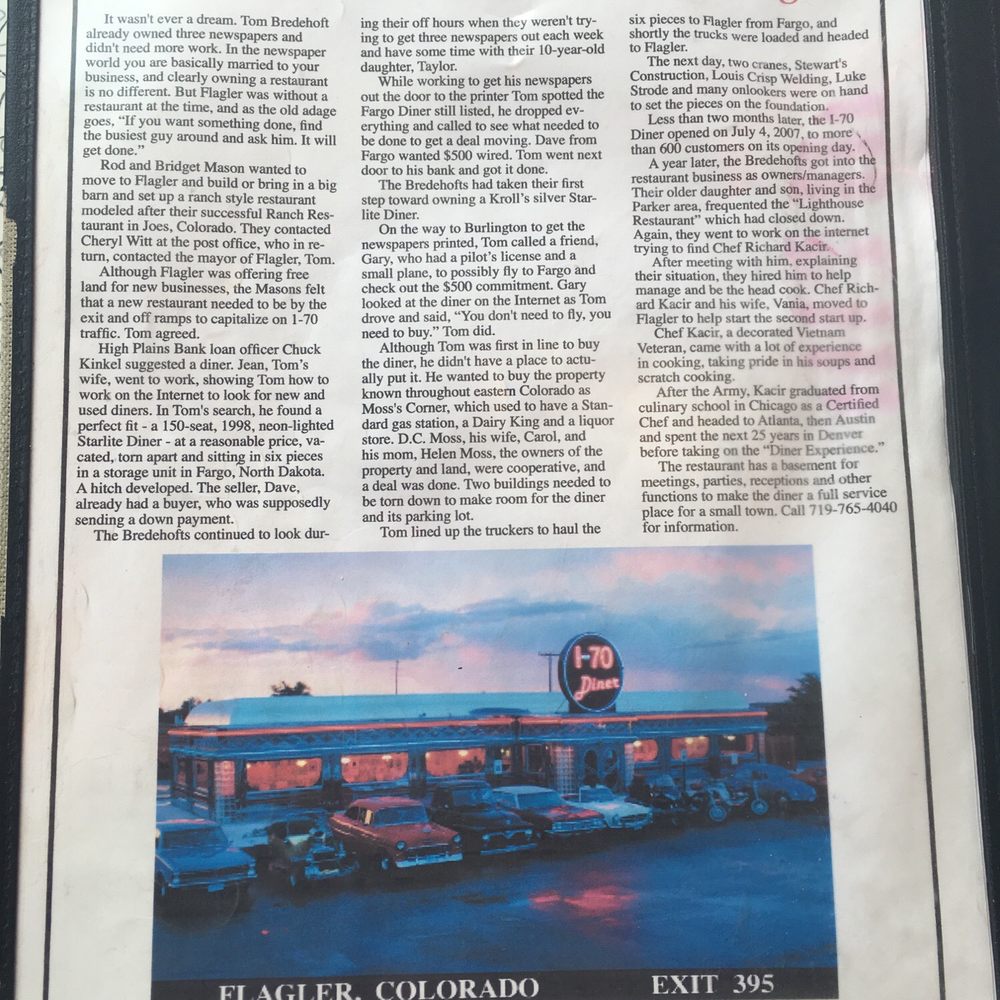 I-70 Diner - The story of the diner - Diners Near Me - Flagler, Colorado