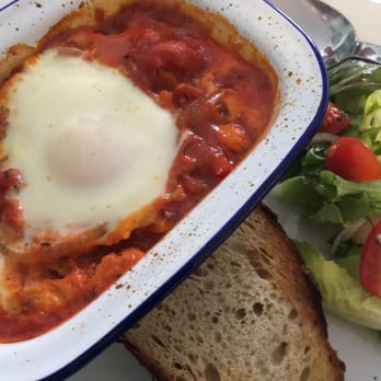 Stretford Canteen - Spicy pepper and tomato stew with Cheshire blue egg and salad - Pop-Up Restaurants Near Me - Manchester, XGM