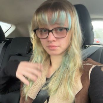 Kathy Adams Salon - The outgrown blue calico hair i came in the salon with. - Hair Salons Near Me - Buford, Georgia