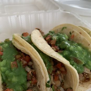 FIRE Roasted Chicken & Grill - three tacos in a styrofoam container - New American Near Me - Pompton Lakes, New Jersey FIRE Roasted Chicken & Grill - three tacos in a styrofoam container - New American Near Me - Pompton Lakes, New Jersey