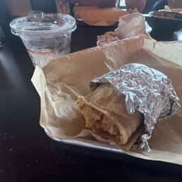 The ultimate burrito and a kids drink The ultimate burrito and a kids drink