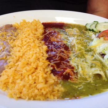 Costa Grande - Cheese enchiladas, one green, one red. - Mexican Near Me - Van Nuys, California Costa Grande - Cheese enchiladas, one green, one red. - Mexican Near Me - Van Nuys, California