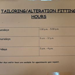 The seamstress' schedule The seamstress' schedule