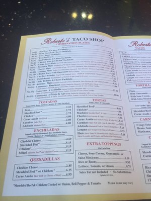 Menu photo 2 Roberto's Taco Shop Las Vegas, NV
