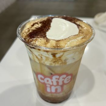 Caffe In Coffee Roasters - Close up of Madagascar vanilla signature cream top iced coffee - Coffee & Tea Near Me - Tustin, California
