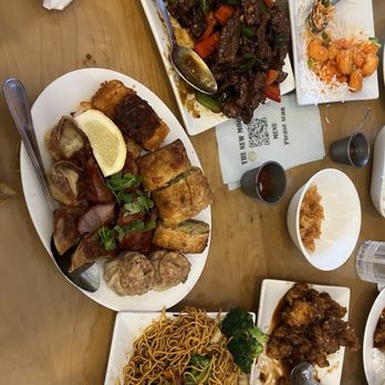 The New Moon - Chloe's Shrimp, Honey Glazed Chicken with Orange Zest, New Moon Dragon Beef, BBQ Pork Lo Mein, Combination Appetizer - Chinese Near Me - Los Angeles, California