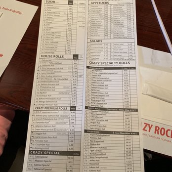 Crazy Rock'N Sushi - Menu - Sushi Bars Near Me - Stanton, California