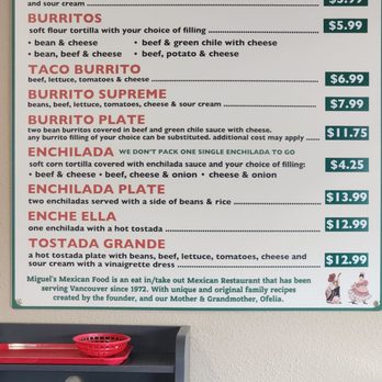 Miguel's Mexican Food - Menu - Mexican Near Me - Vancouver, Washington Miguel's Mexican Food - Menu - Mexican Near Me - Vancouver, Washington