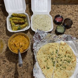 Chicken Tandoori Kabab, Garlic Naan and chicken Tikka Masala. Chicken Tandoori Kabab, Garlic Naan and chicken Tikka Masala.